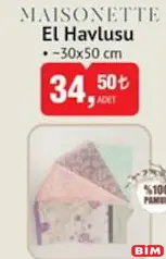 MAİSONETTE EL HAVLUSU 30X50 CM MAİSONETTE EL HAVLUSU 30X50 CM